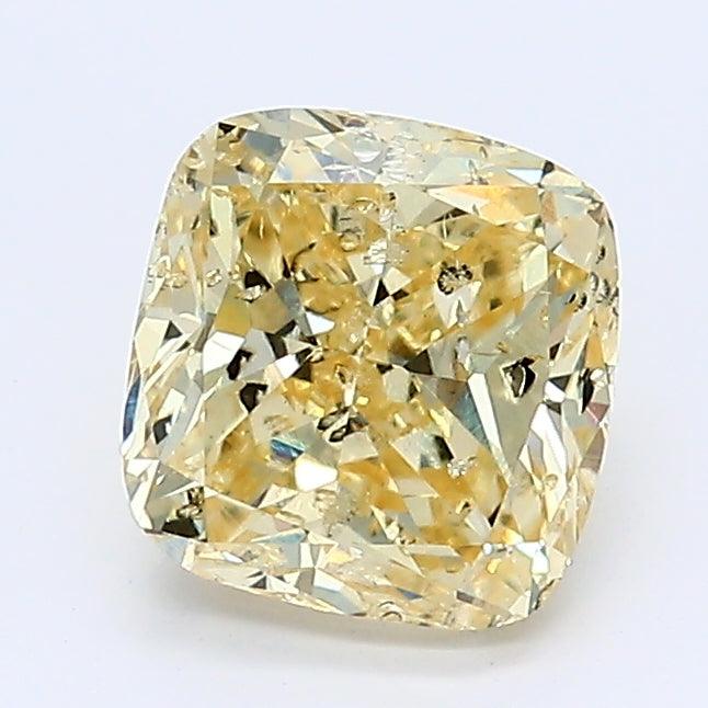 Loose 1.29 Carat Intense Yellow SI2 IGI Certified Lab Grown Cushion Diamonds