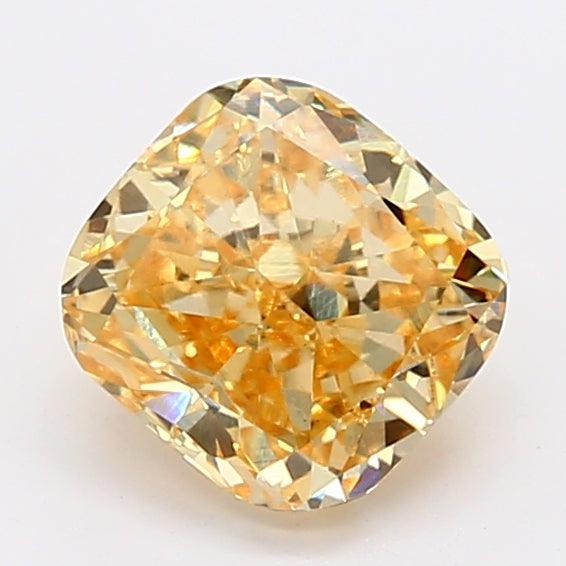 Loose 1.32 Carat Intense Yellow VS1 IGI Certified Lab Grown Cushion Diamonds