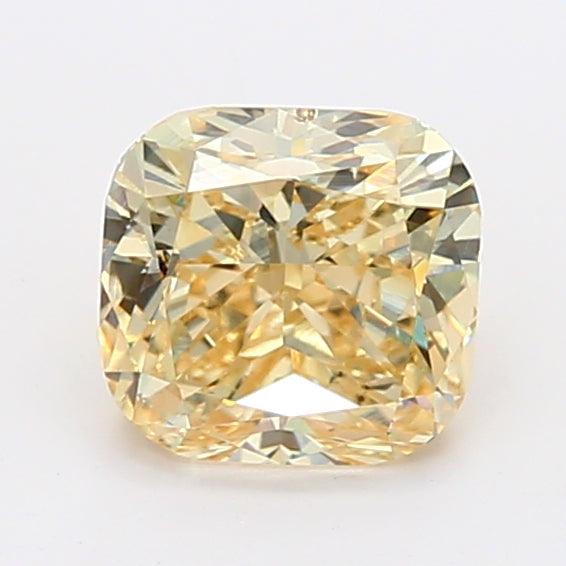 Loose 1.3 Carat Fancy Yellow VS2 IGI Certified Lab Grown Cushion Diamonds