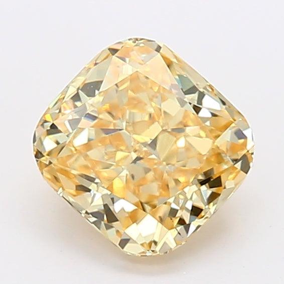 Loose 1.24 Carat Intense Yellow VS2 IGI Certified Lab Grown Cushion Diamonds