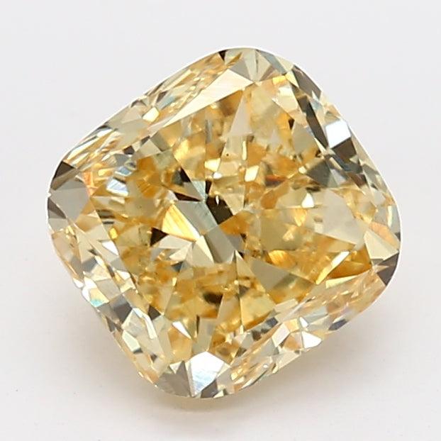 Loose 2.11 Carat Intense Yellow VS2 IGI Certified Lab Grown Cushion Diamonds