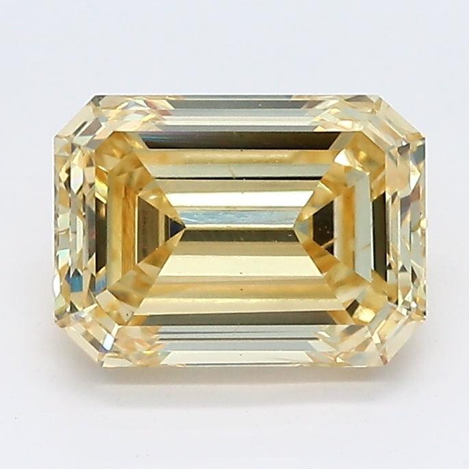 Loose 1.48 Carat Fancy Yellow VS2 IGI Certified Lab Grown Emerald Diamonds
