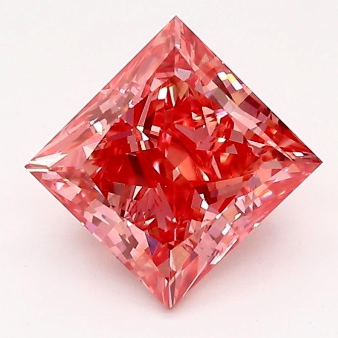 Loose 1.29 Carat Vivid Pink VS2 IGI Certified Lab Grown Princess Diamonds