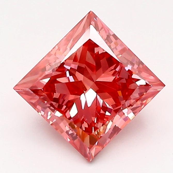 Loose 1.31 Carat Vivid Pink VVS2 IGI Certified Lab Grown Princess Diamonds