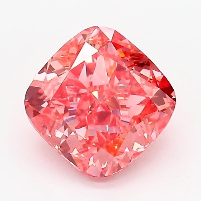 Loose 1.26 Carat Vivid Pink SI1 IGI Certified Lab Grown Cushion Diamonds
