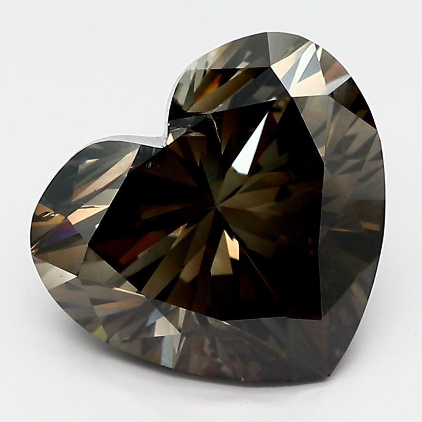 Loose 3.68 Carat Dark Gray I1 IGI Certified Lab Grown Heart Diamonds