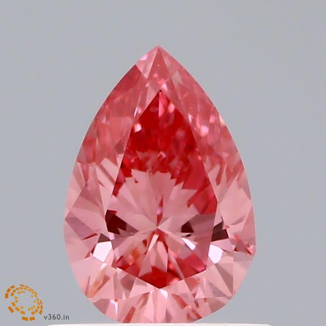 Loose 0.58 Carat Vivid Pink SI1 IGI Certified Lab Grown Pear Diamonds