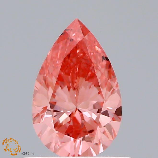Loose 0.59 Carat Vivid Pink SI1 IGI Certified Lab Grown Pear Diamonds