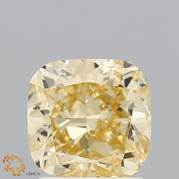 Loose 1.53 Carat Intense Yellow SI2 IGI Certified Lab Grown Cushion Diamonds