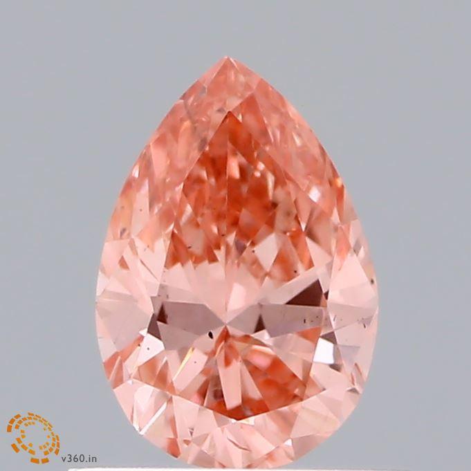 Loose 0.63 Carat Vivid Pink SI1 IGI Certified Lab Grown Pear Diamonds