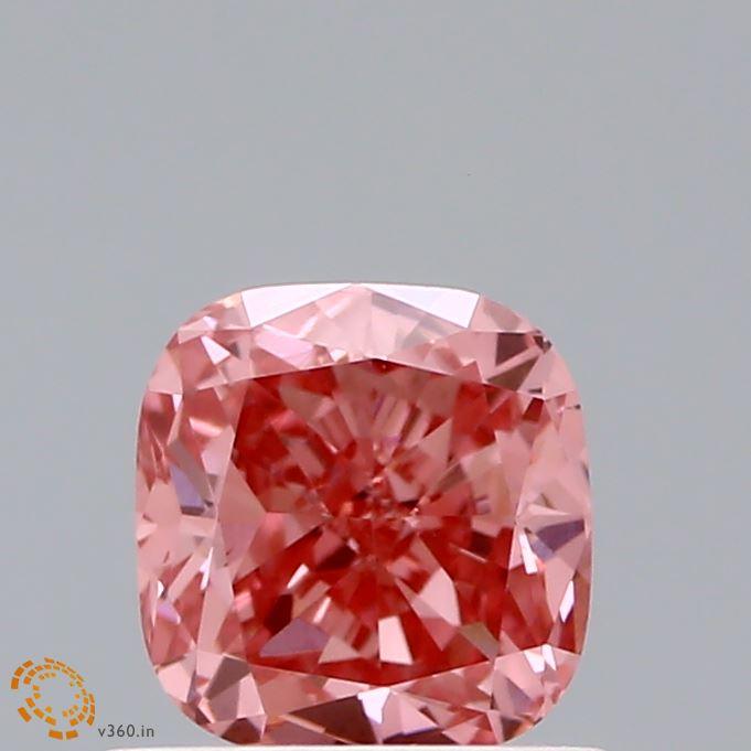 Loose 0.68 Carat Vivid Pink VS1 IGI Certified Lab Grown Cushion Diamonds