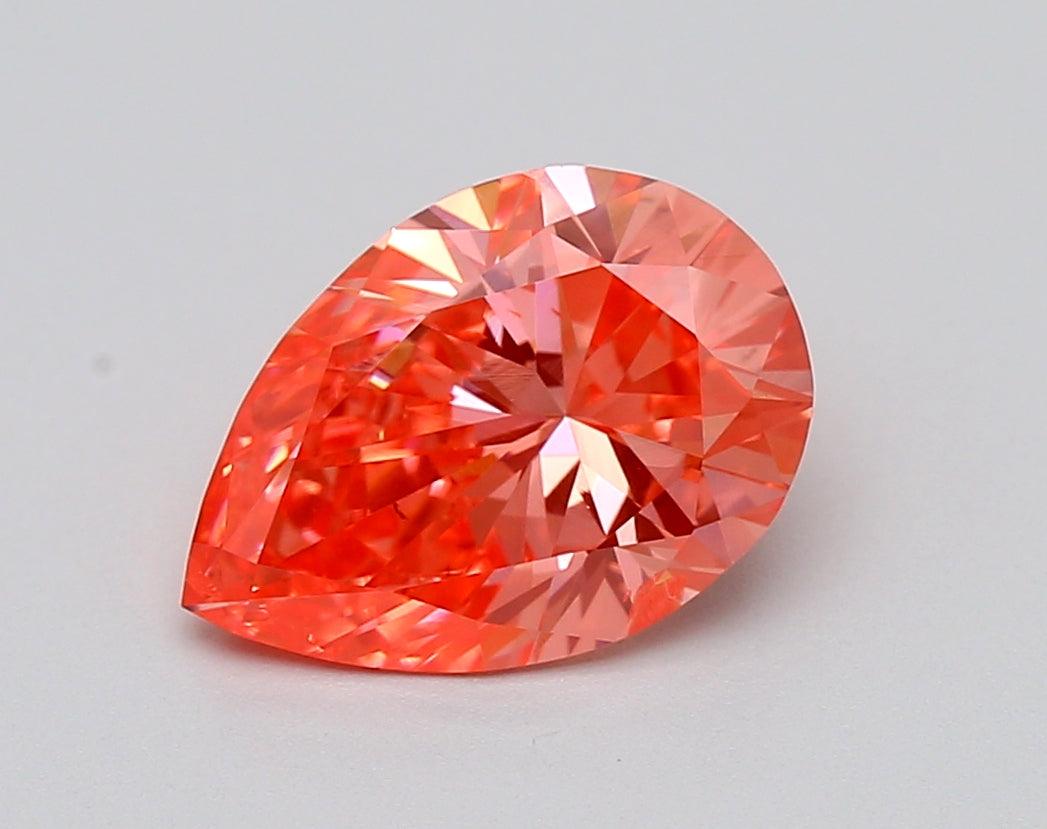 Loose 1.7 Carat Vivid Pink SI1 IGI Certified Lab Grown Pear Diamonds