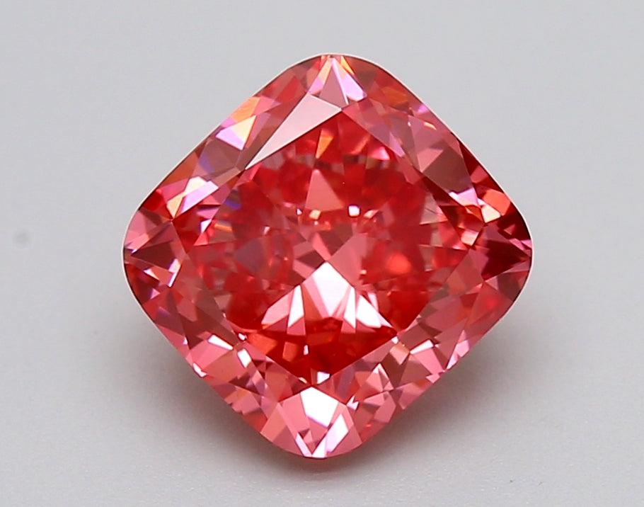 Loose 2.07 Carat Vivid Pink VS1 IGI Certified Lab Grown Cushion Diamonds
