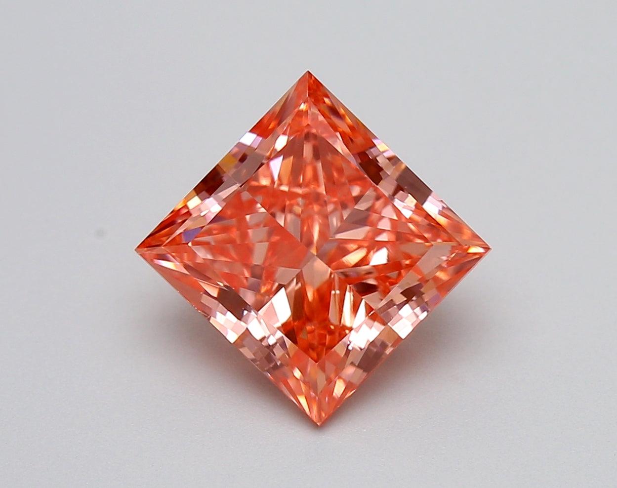 Loose 2.55 Carat Vivid Pink VS1 IGI Certified Lab Grown Princess Diamonds