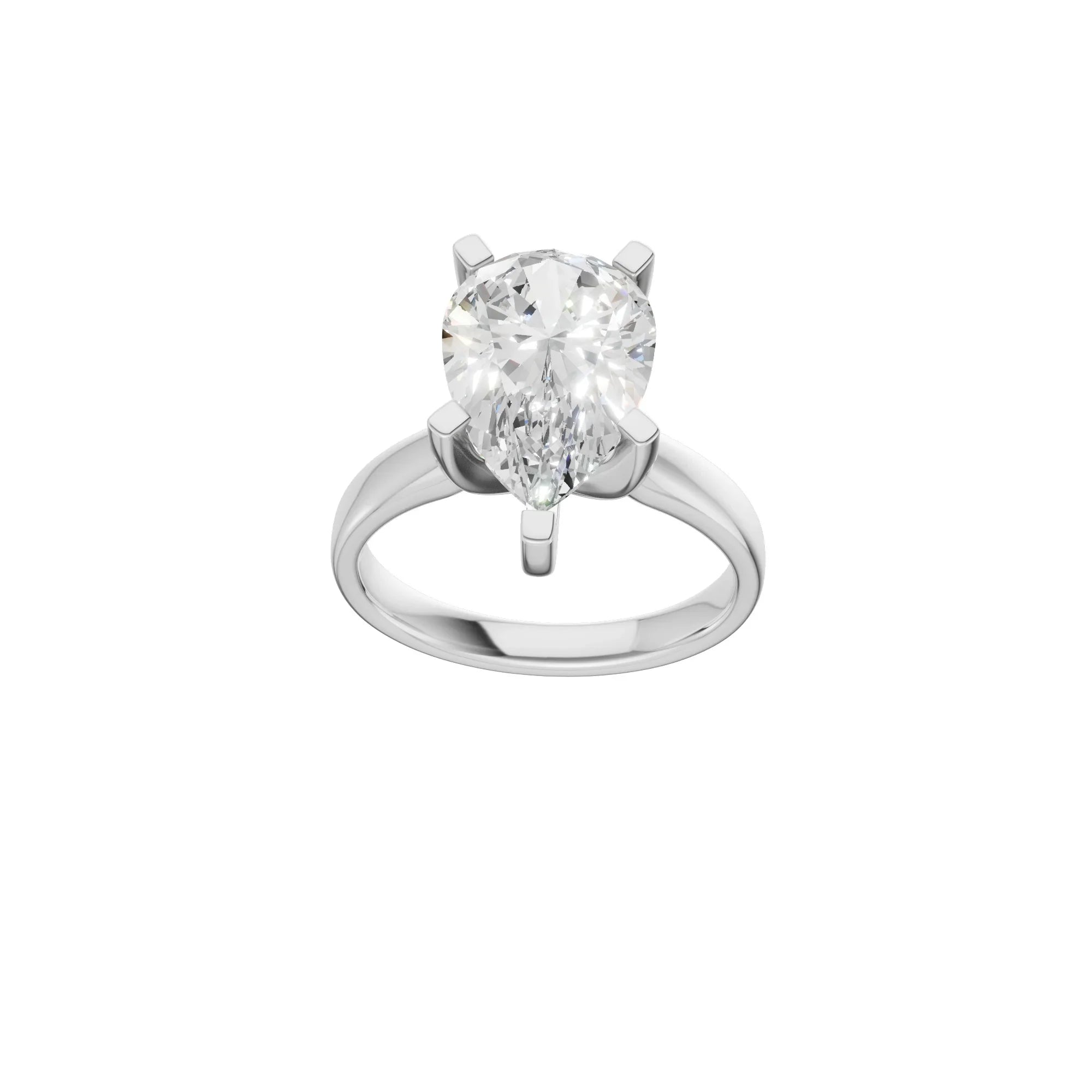 Pear Solitaire Ring 4.0Ct Certified