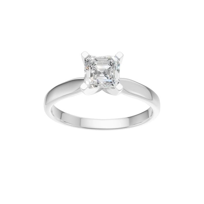Asscher Cut Solitaire Ring 1.0Ct Certified