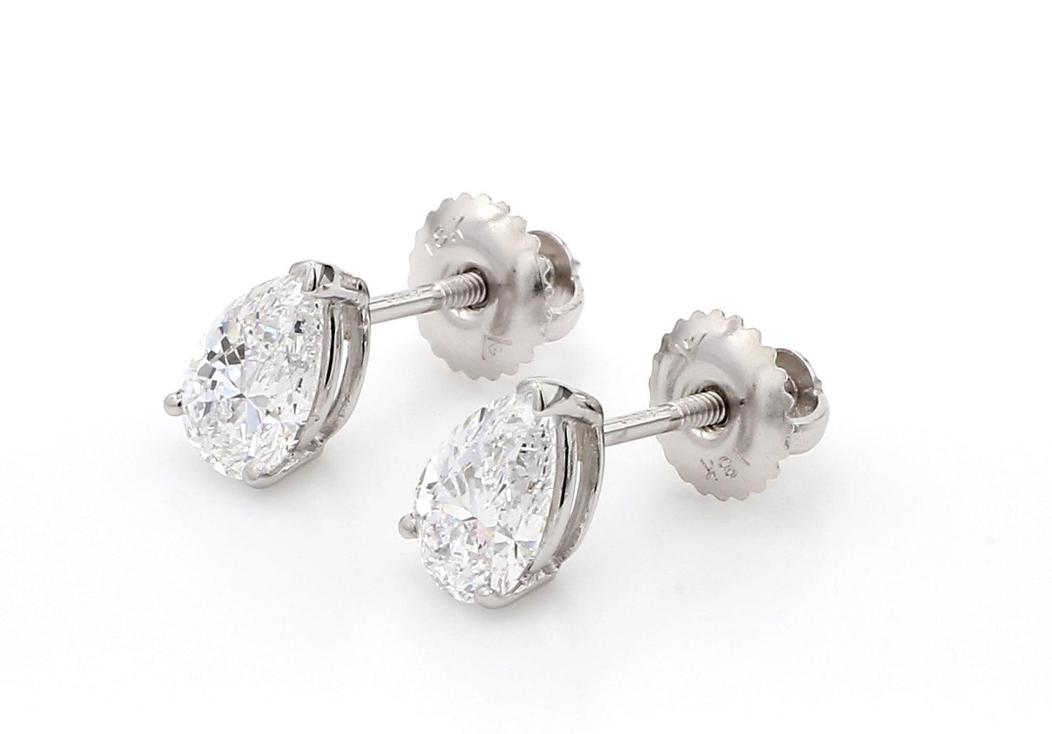 Classic Pear Shaped Earrings 1 1/2 CTW. IGI Certified - New World Diamonds - Earrings