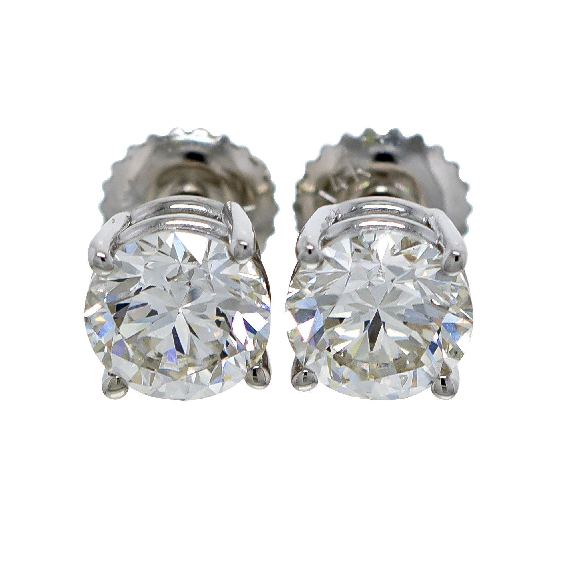 Classic Round Earrings 1 1/2 CTW. IGI Certified E-F VS - New World Diamonds - Earrings