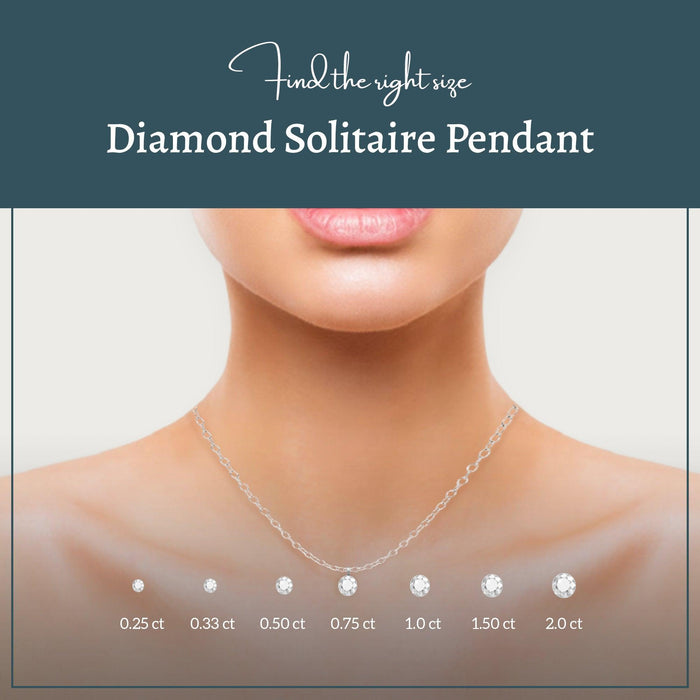 1 CT Solitaire Natural Diamond Pendant Necklace Round Cut Solid 14k Wh –  Popular Diamonds