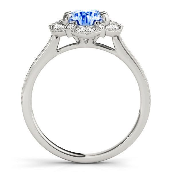 Moriah Blue Halo Engagement Ring - New World Diamonds - Ring