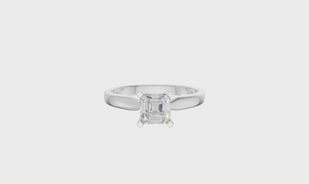 Asscher Cut Solitaire Ring 1.0Ct Certified