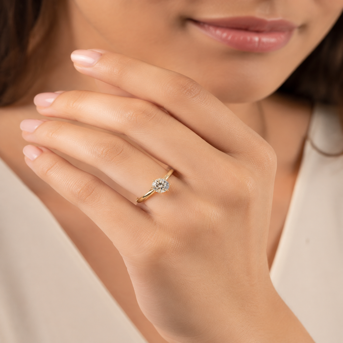 IGI Certified 1.00 Ct Lab Grown Diamond 6 Prong Set Solitaire Engagement Ring in 14K Solid Gold for Women