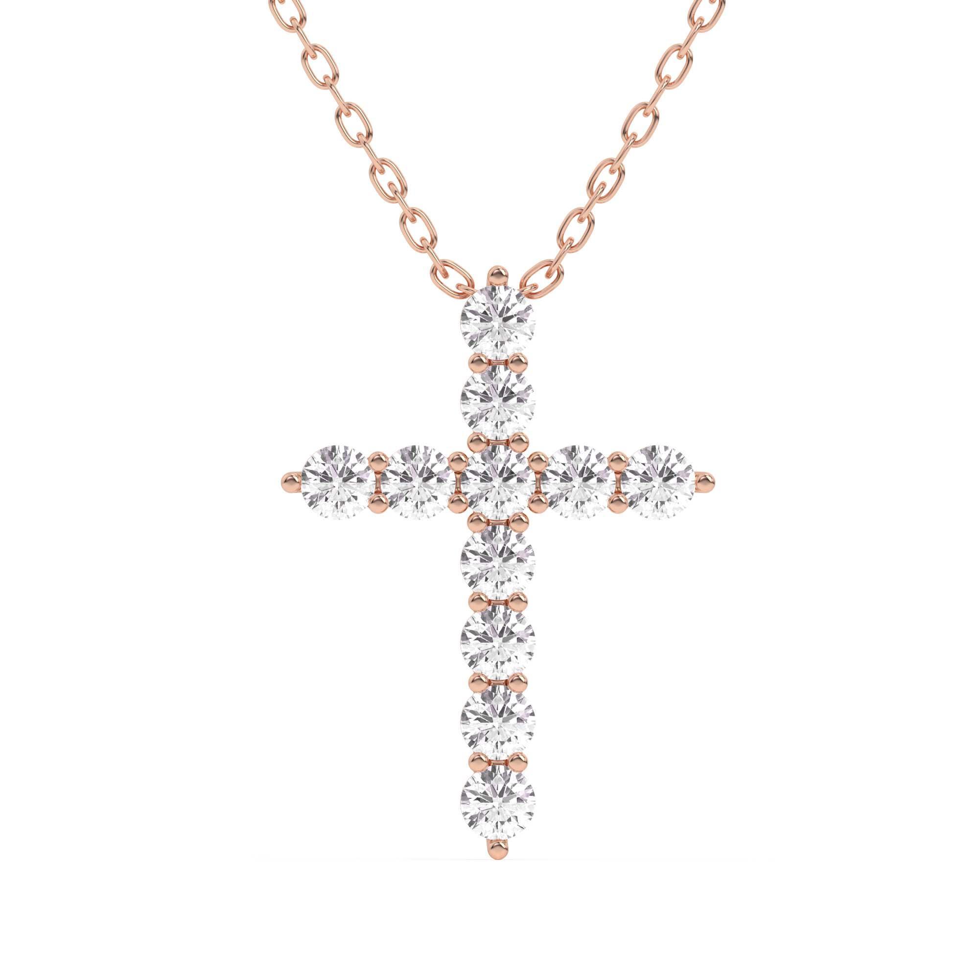 Rounded Cross Pendant - 1.0Ctw - Pendant - gemstone - jewelry