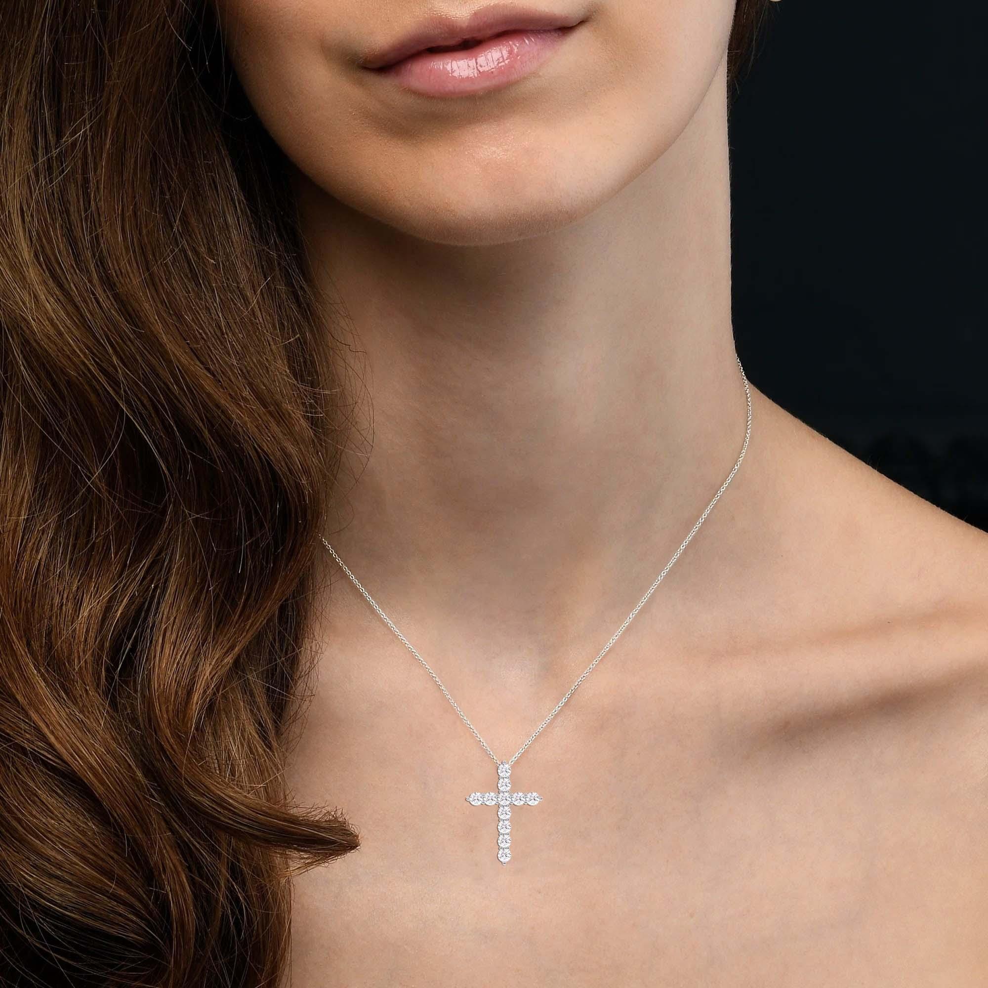Rounded Cross Pendant - 1.0Ctw - Pendant - gemstone - jewelry