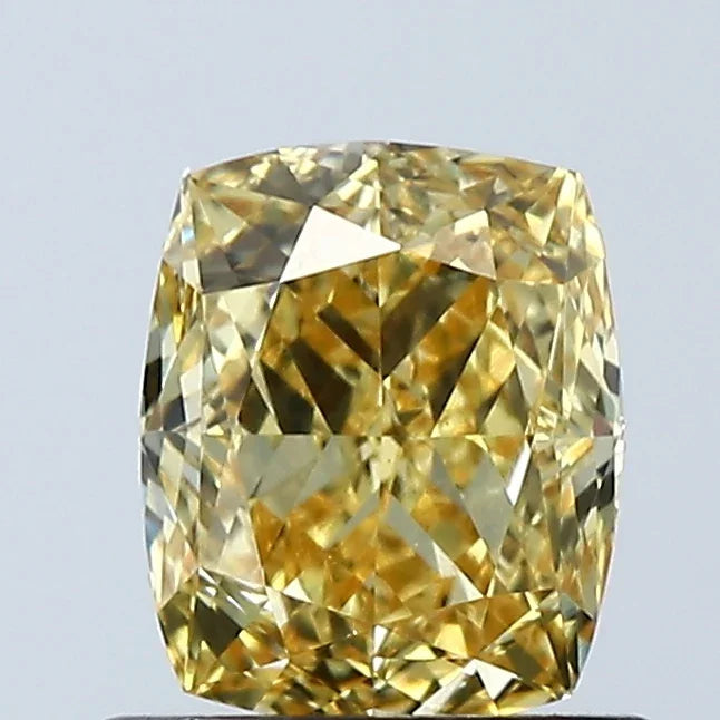 Loose 1.02 Carat Intense Yellow VS1 IGI Certified Lab Grown Cushion Diamonds