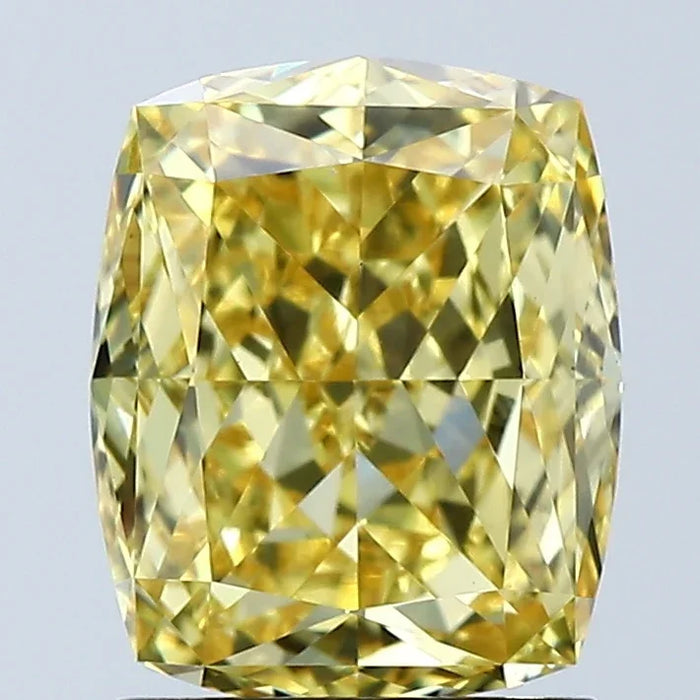 Loose 2.03 Carat Vivid Yellow VVS2 IGI Certified Lab Grown Cushion Diamonds