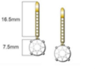 Custom 14 karat yellow and white gold 3.16ctw (Center Minimum 1.50 Ct. F/VS1 Each) lever back dangle lab diamond earrings