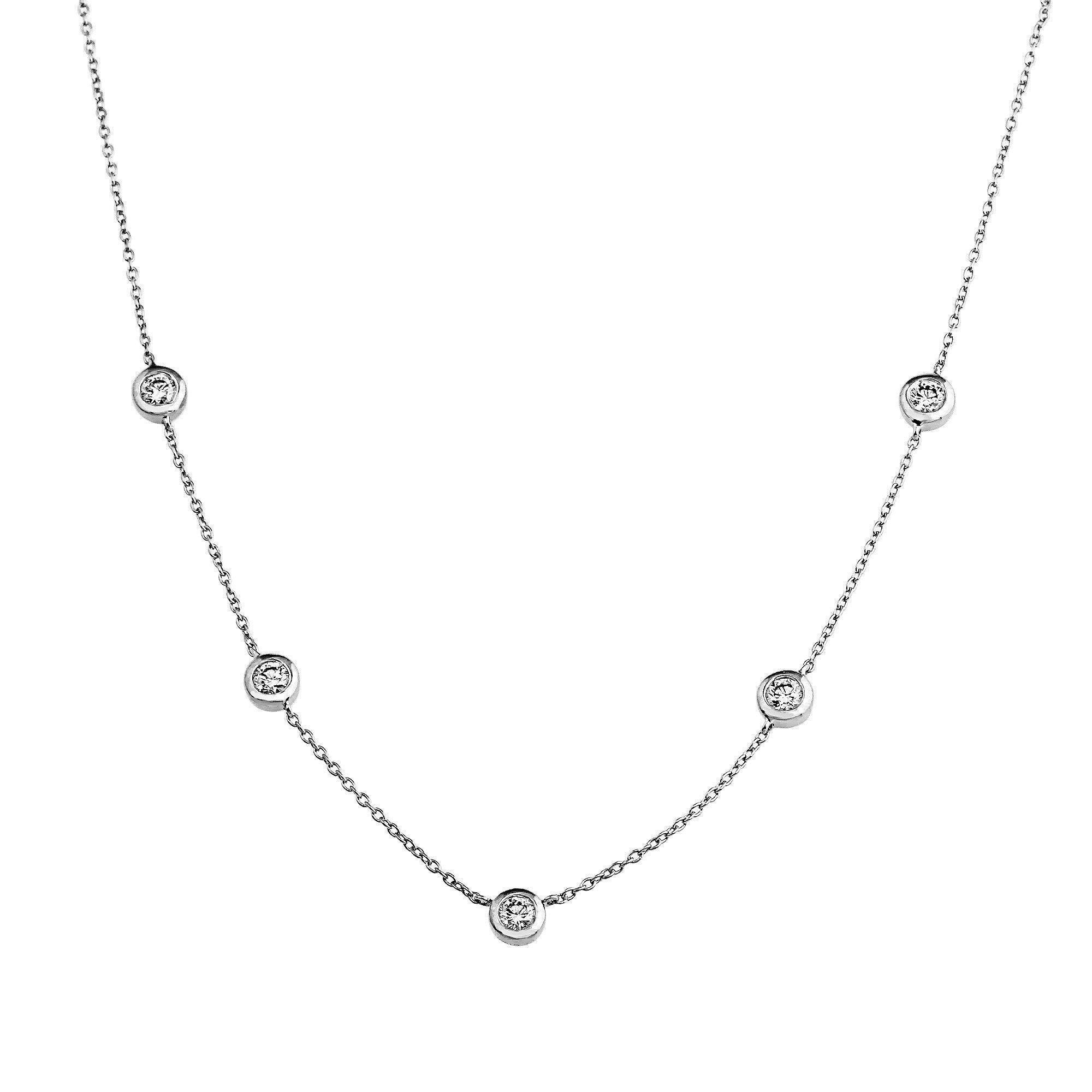 Diamond Bezel Station Necklace 3/4Ctw - Necklace - gemstone - jewelry