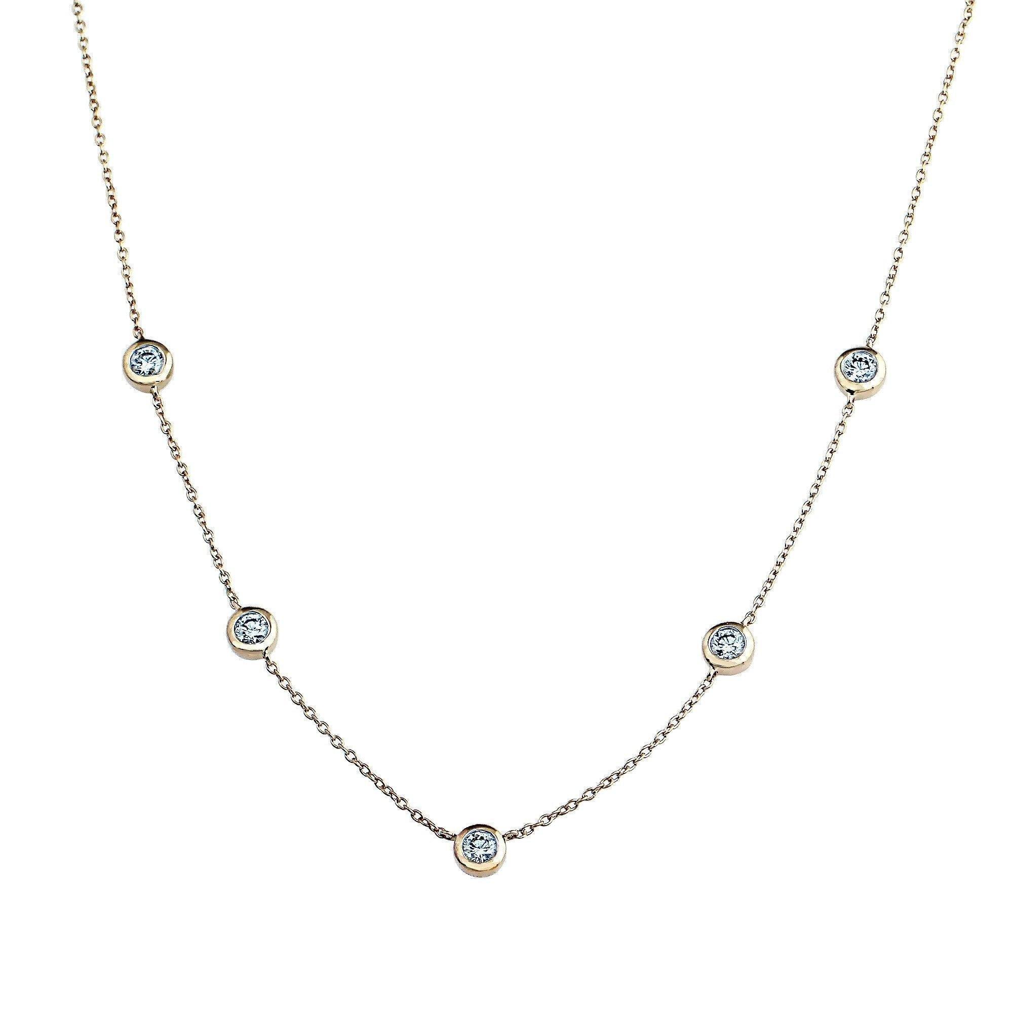 Diamond Bezel Station Necklace 3/4Ctw - Necklace - gemstone - jewelry